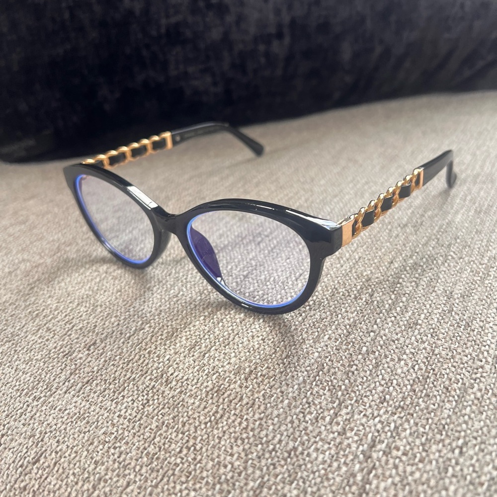 CHANEL Taille 51 Black and Gold Women's Glasses - Picture 5 of 5